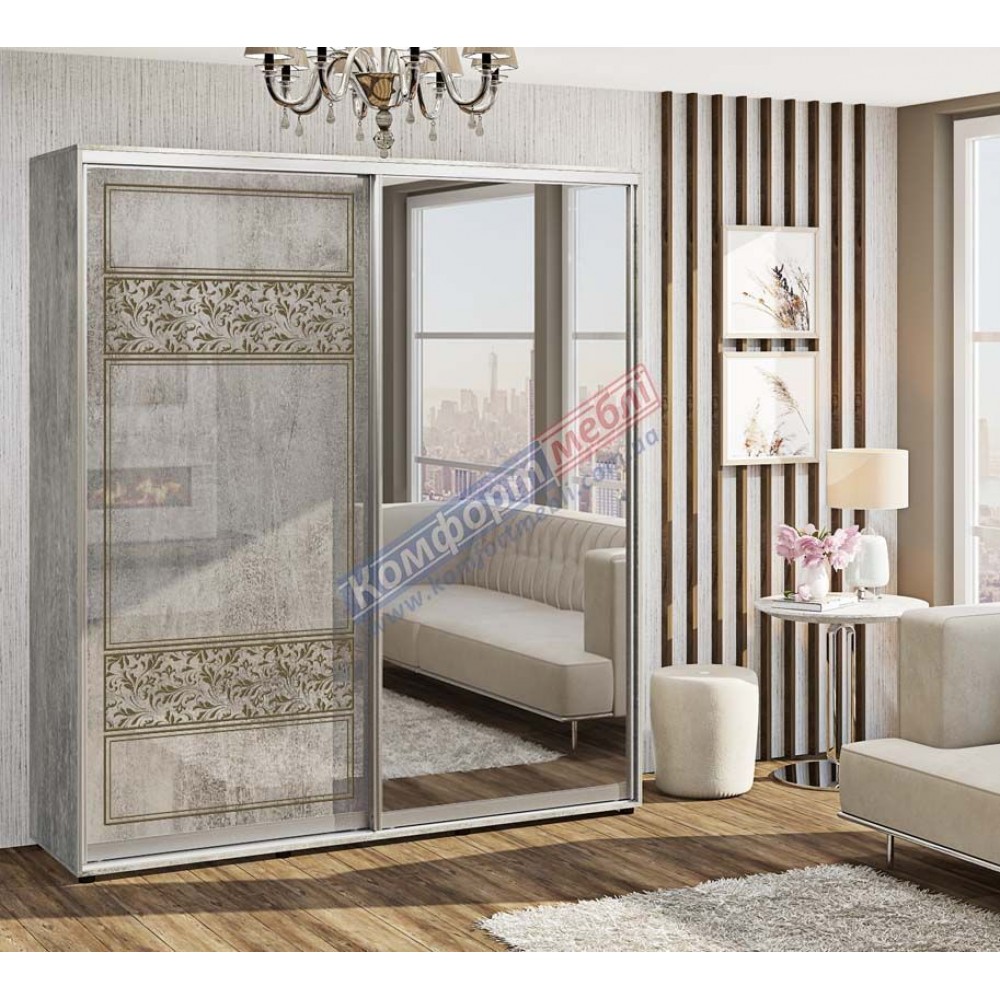 Шкаф-купе (Валенсия Фарбованный глянец) (с зеркалом)